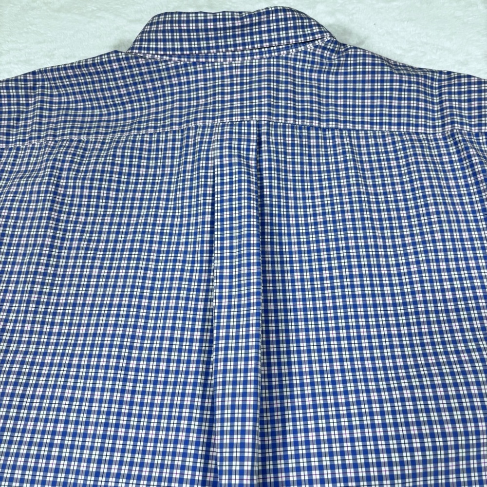 Ralph Lauren Men 3XB Blue & White Checkered Plaid Long Sleeve Button Down Shirt - Picture 5 of 12